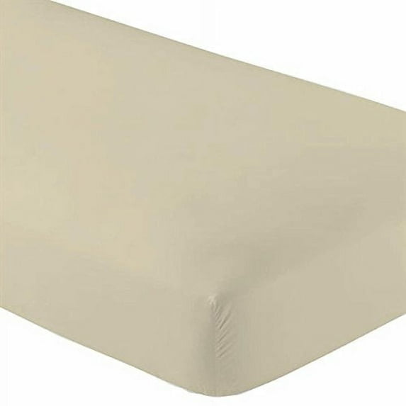 Crescent Bedding 200 Thread Count Beige 100% Cotton Fitted Sheet, Twin – Soft Comfy Durable