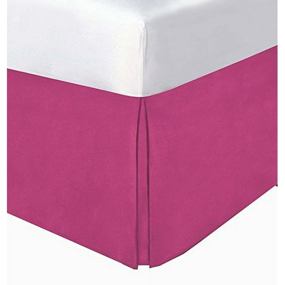 Crescent Bedding Pleated Bed Skirt Easy Care, Quadruple Pleated Design, Fabric Base Allows for Natural Draping, 15" Fall Covers Legs and Bed Frame (Full, Rose)