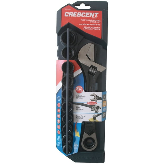 Crescent CPTAW8 Black SAE/MM Pass-Through Adjustable Wrench 11 Piece Set