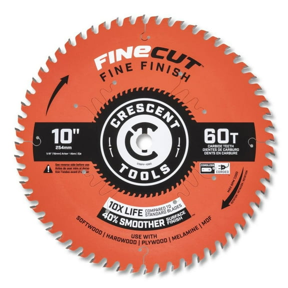 Crescent CSBFF-1060 FineCut Fine Finishing Carbide Blade, 10" x 60T