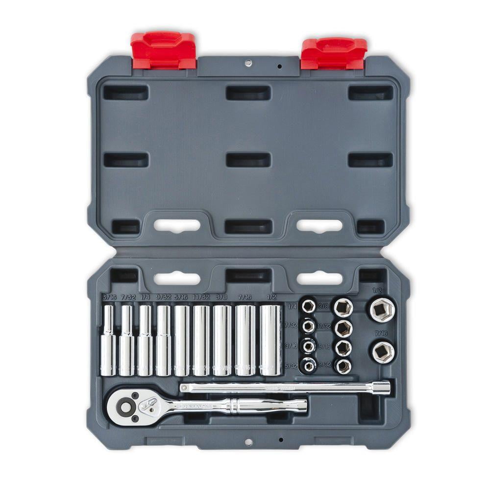 CrescentCSWS2 21 pc. 1/4 In. Drive 6 Point Deep Socket Wrench Tool Set