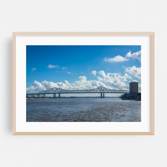 Crescent City Connection - New Orleans Louisiana Photography Oak Framed Wall Art Print 12 x 18 inches