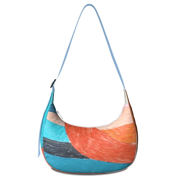 Crescent Crossbody Bag Abstract Geometry Colorful Sling Bag for Unisex Women Men Casual Trendy Small Shoulder Bag Purse