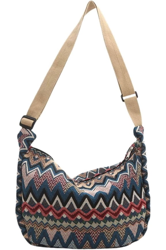 Crescent Crossbody Bag for Women, 2024 Nylon Bohemian Hobo Hippie Gothic Purse, Boho Sling Shoulder Bag for Shopping Work