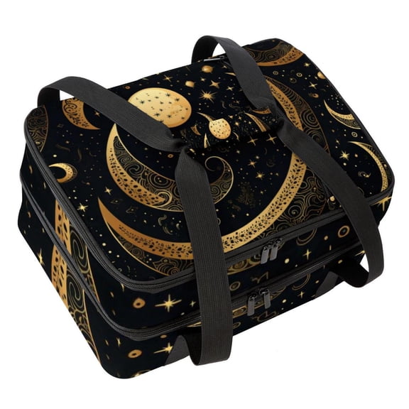 Crescent Double Layered Insulated Refrigerated Lunch Bag with Large Capacity - 7.1x11.4x16.1 Inches