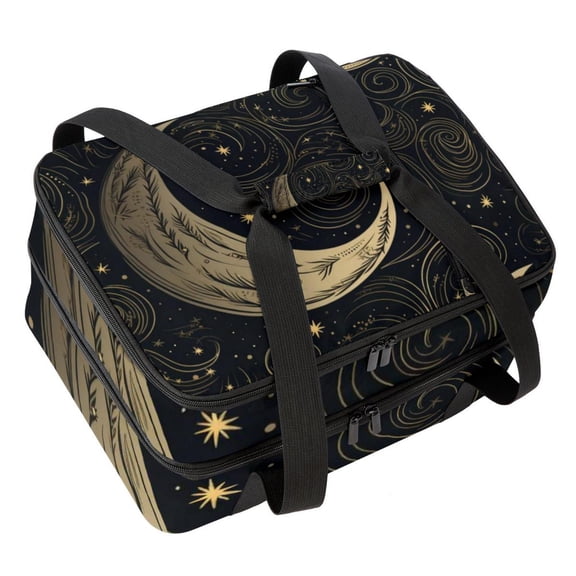 Crescent Double Layered Insulated Refrigerated Lunch Bag with Two Compartments, Large Capacity, and Handheld Carry - 7.1x11.4x16.1 Inches