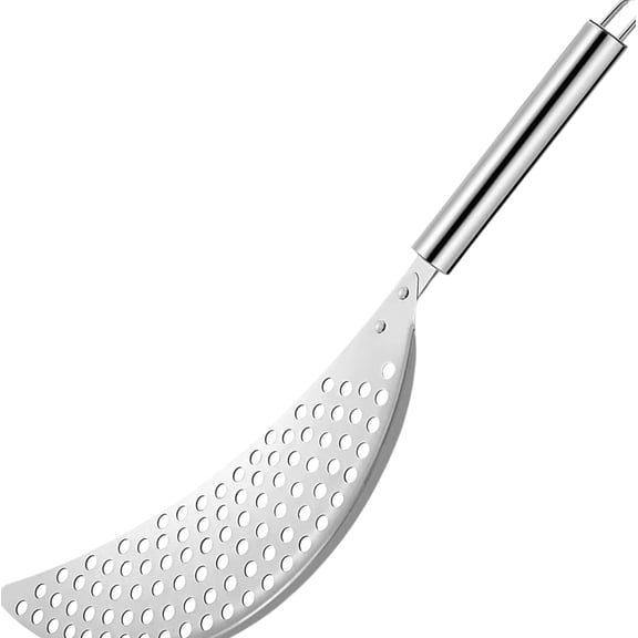 Crescent Drainer Pan with Pot Strainer with Handle Stainless Silver