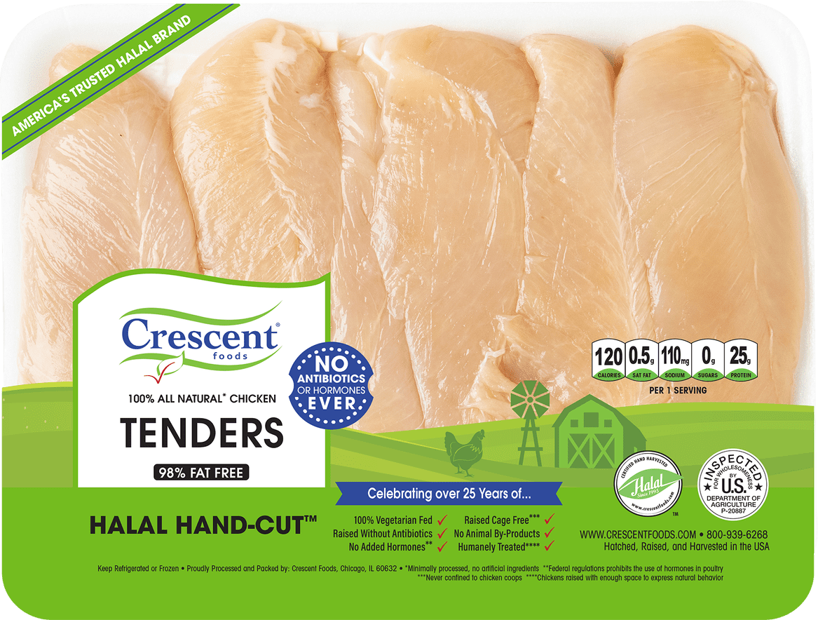 Crescent Foods Halal HandCut Fresh Chicken Tenderloins, 26g Protein