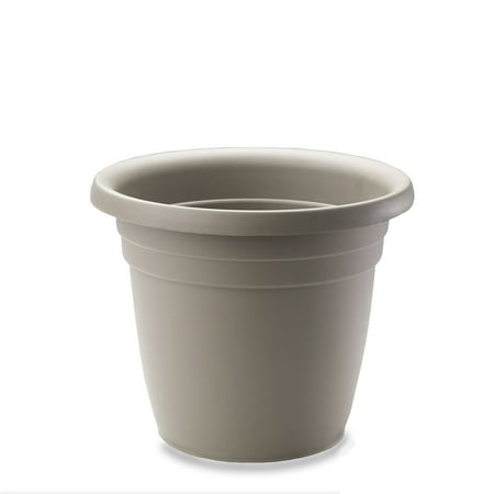 Crescent Garden In/Outdoor Emma Round Plastic Flower Pot Capuccino Colored Planter, 14 Inches