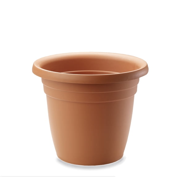 Crescent Garden In/Outdoor Emma Round Plastic Flower Pot Terracotta Colored Planter, 9 Inches