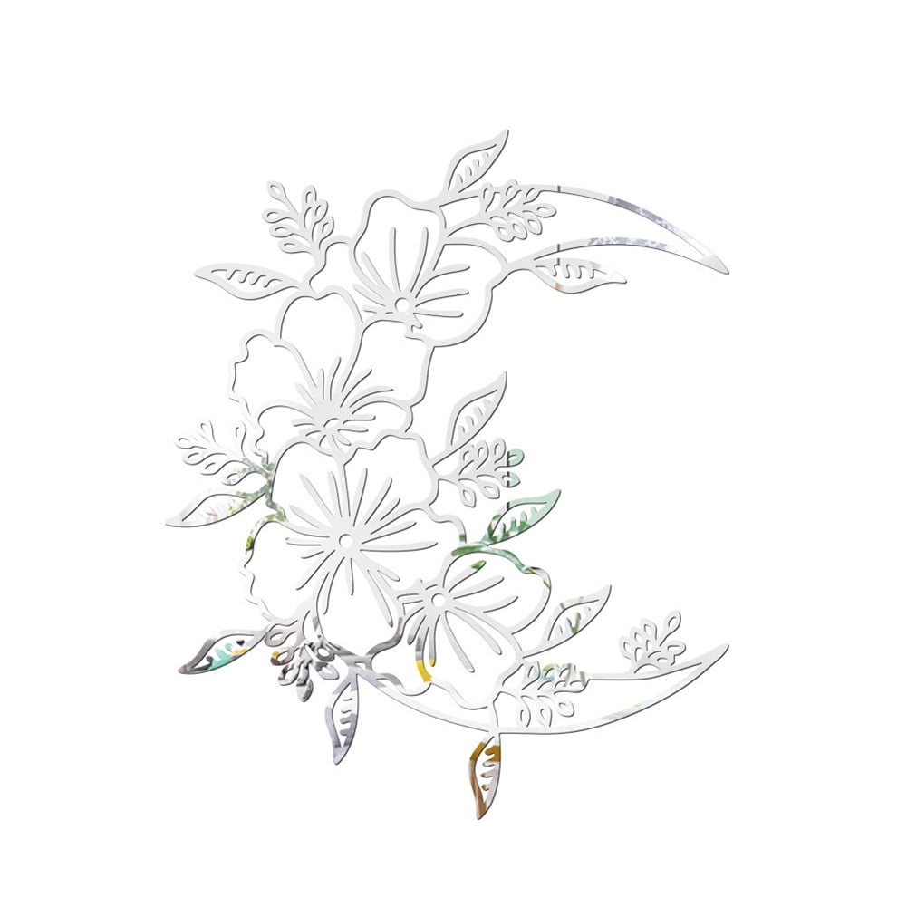Crescent Hollow Flower 3D Acrylic Mirror Wall Sticker Mural Art Home