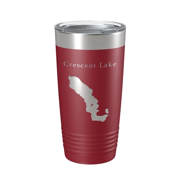 Crescent Lake Map Tumbler Travel Mug Insulated Laser Engraved Coffee Cup Florida 20 oz Maroon