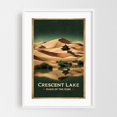 thumbnail image 1 of Crescent Lake Vintage Travel Poster – Oasis of the Gobi - Illustration Desert Travel Poster Landscape Vintage Poster Nature Scenic White Framed Wall Art Print 24 x 36 inches, 1 of 3