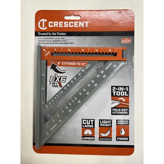 Crescent Lufkin 12.52 in. L X 1.2 in. Aluminum Extendable 2-in-1 Layout Tool (S)