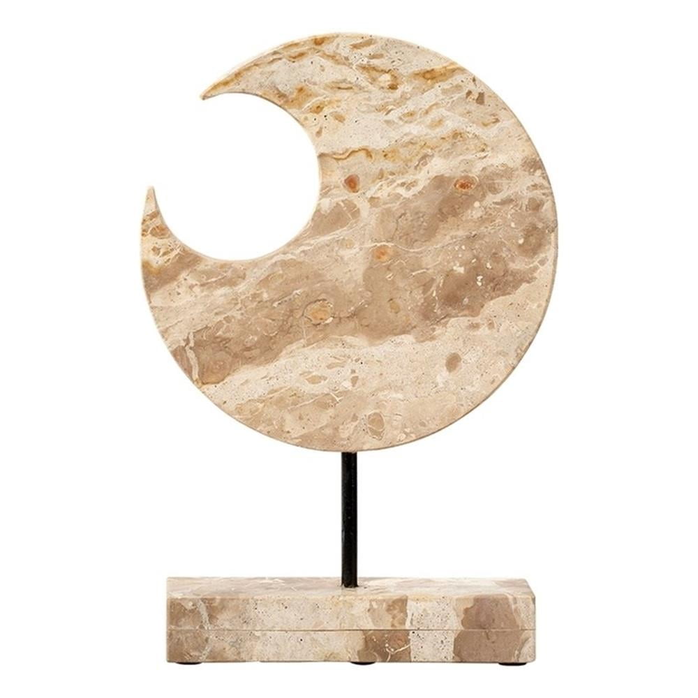 Cream Marble Crescent Accent Sculpture with Metal Stand