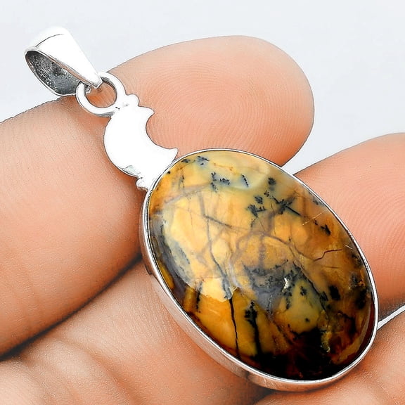 Crescent Moon - Amethyst Sage Agate 925 Sterling Silver Pendant Jewelry P-1368 SDP156864