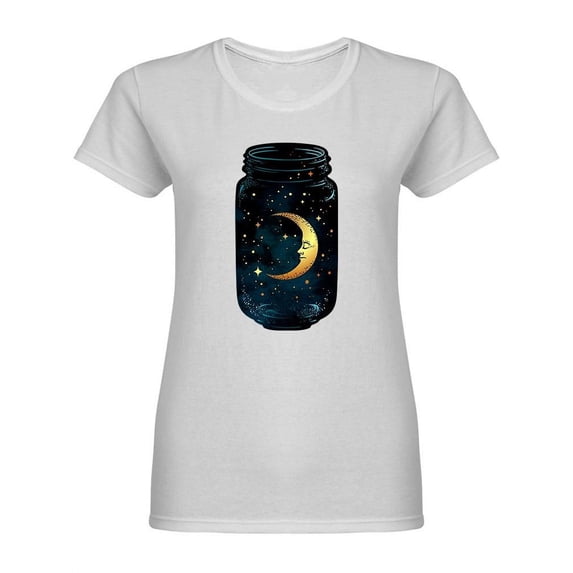 Crescent Moon And Stars In Jar T-Shirt Women -Image by Shutterstock, Female Medium