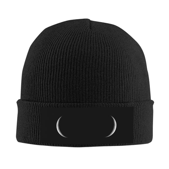Crescent Moon Beanie Hat Men Women Warm Printed Cap Knit Beanies Hats Outdoor Winter Black