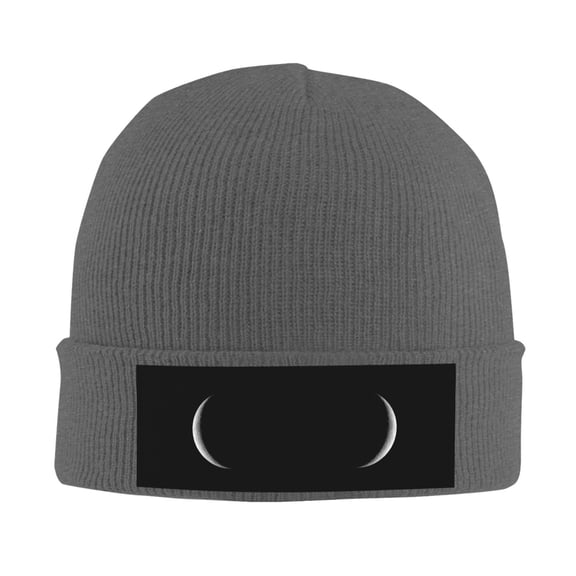 Crescent Moon Beanie Hat Men Women Warm Printed Cap Knit Beanies Hats Outdoor Winter Deep Heather