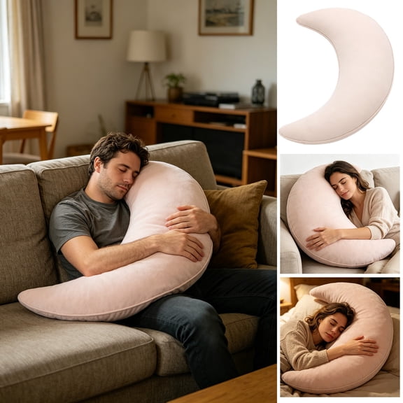 Crescent Moon Body Pillow, Ergonomic Sleeper Support Pillow for Side Sleepers, Neck and Back Pain Relief