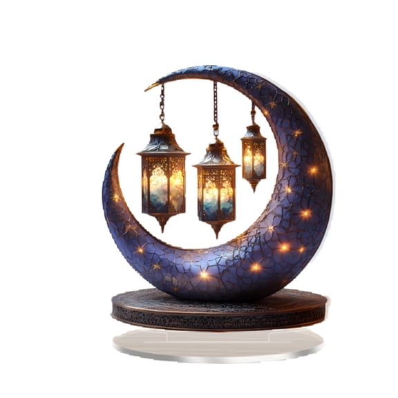 Crescent Moon Candle Holder Lantern with Decorative Cutouts for Tabletop Bedroom Living Room or Bar