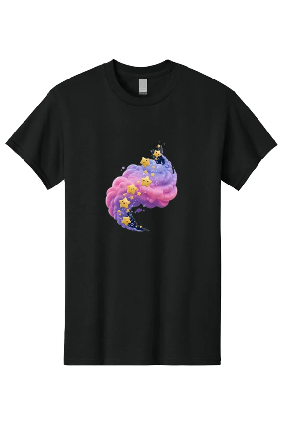 Crescent-Moon-Cloud Mens Graphic Tee, 100% Cotton, Casual Summer Wear