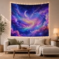 thumbnail image 1 of Crescent Moon in Colorful Nebula Clouds and Stars, Dreamy Fantasy Style for Celestial Art Lovers, Galaxy Wall Art, Housewarming Gift, Tapestry Wall Hanging for Bedroom and Dorm, 1 of 7