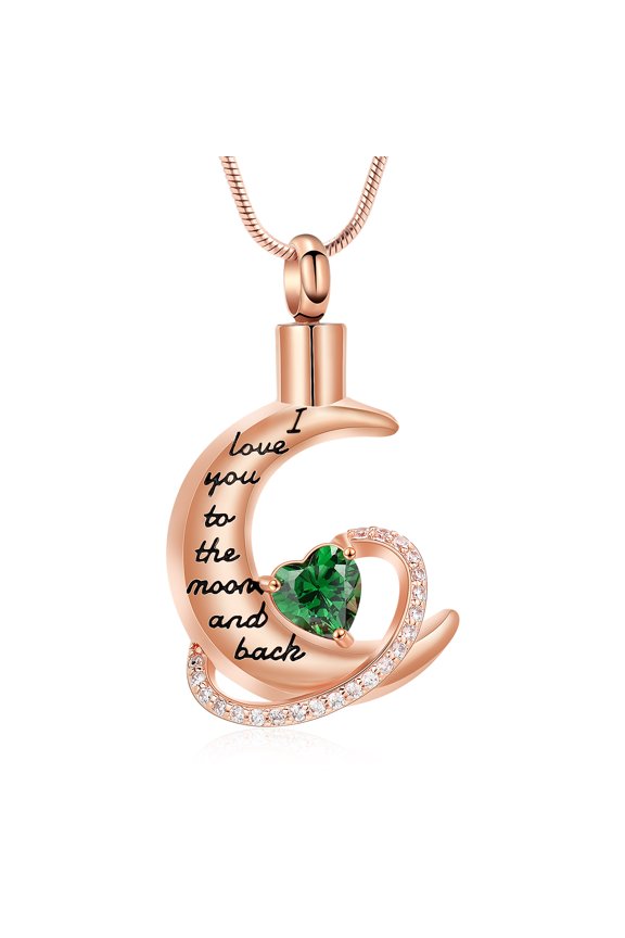 Crescent Moon Cremation Urn Necklaces for Ashes Stainless Steel Cremation Jewelry Keepsake Urn Necklace for Human Pet