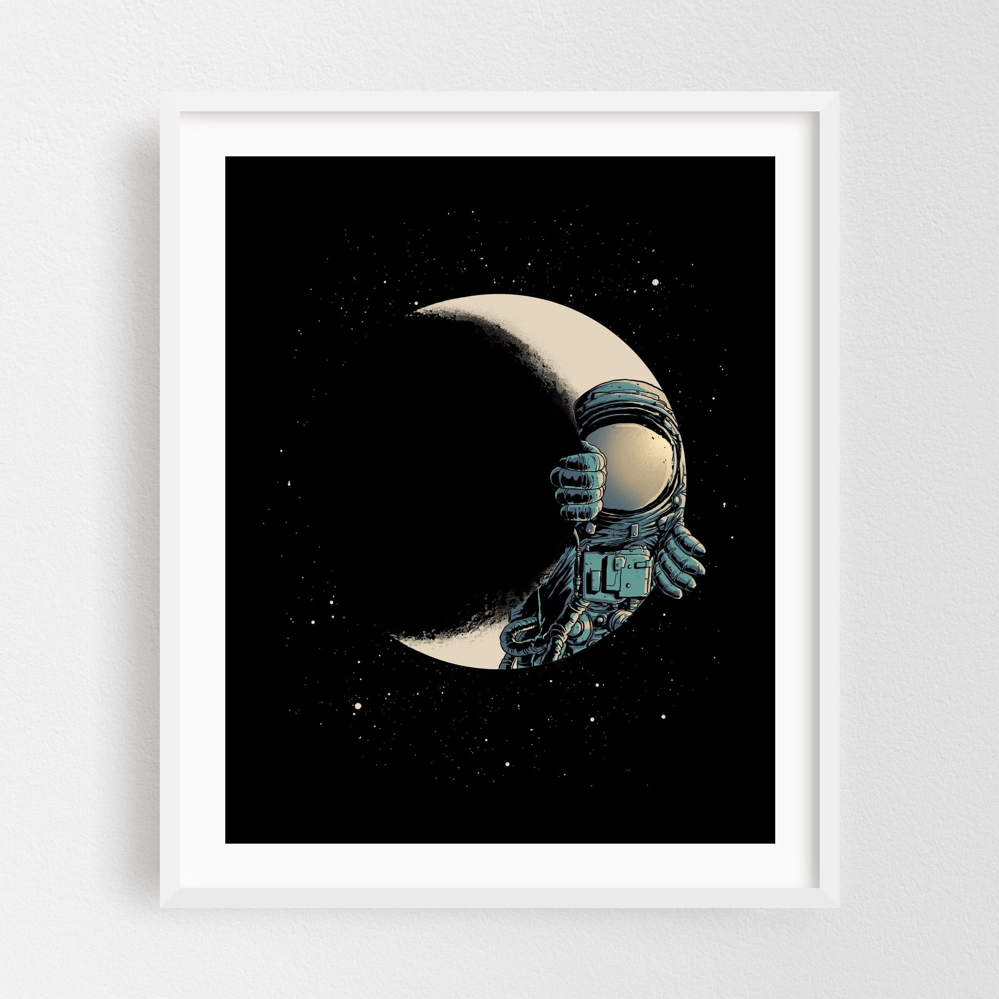 Crescent Moon - Digital Art Astronaut Space Moon Sci-Fi Night Sky ...