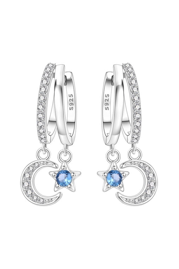 Crescent Moon Double Hoop Earrings, Lightweight Everyday Comfort