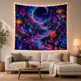 thumbnail image 1 of Crescent Moon Over Glowing Mushroom River Forest, Mystical Psychedelic for Mushroom Lovers, Forest Wall Art, Housewarming Gift, Tapestry Wall Hanging for Bedroom and Dorm, 1 of 7