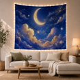 thumbnail image 1 of Crescent Moon Above Golden Clouds and Stars, Dreamy Celestial Style for Celestial Art Lovers, Moon Wall Art, Housewarming Gift, Tapestry Wall Hanging for Bedroom and Dorm, 1 of 7