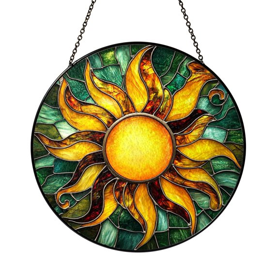Crescent Moon Green Suncatcher, Celestial Glass Window Hanging Art Decor, Cosmic Home Display