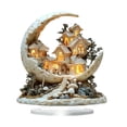 thumbnail image 1 of Crescent Moon House Night Light with Enchanted Forest Village, 8 Inch, White Resin, 1 Piece, for Home and Office Desk, Christmas Decoration, 1 of 4