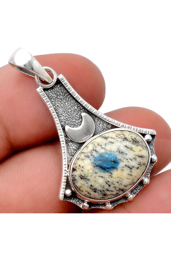 Crescent Moon - K2 Blue - Azurite In Quartz 925 Silver Pendant Jewelry P-1715 SDP154558