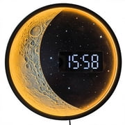 Crescent Moon LED Digital Wall Clock 12 Metal Frame Electric Wall Clock