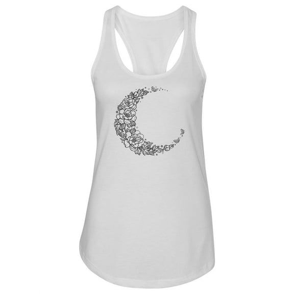 Crescent Moon Made Of Flowers Tank Women -Image by Shutterstock, Female Medium