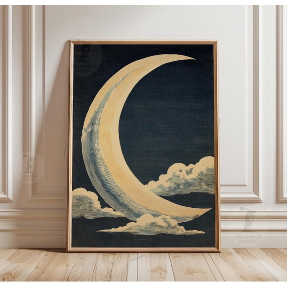 Crescent Moon Minimal Celestial Night Sky Poster Unframed Paper Print