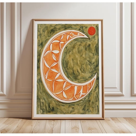 Crescent Moon Minimal Celestial Terracotta Moon Boho Abstract Decor Unframed Paper Print