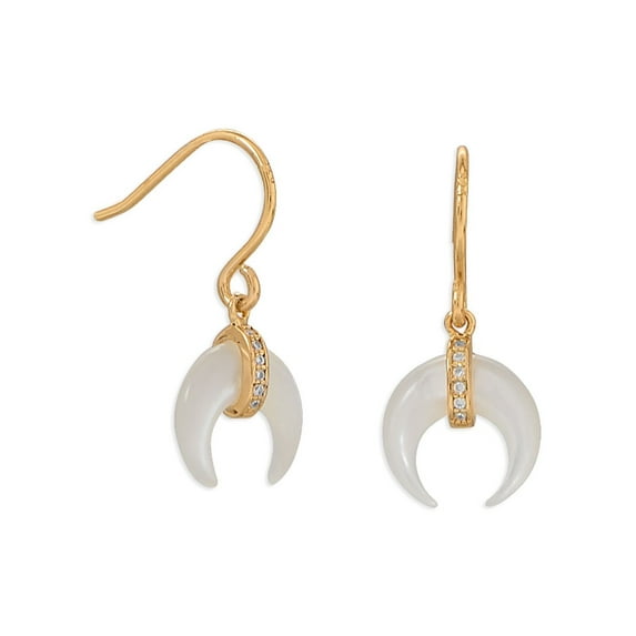 Crescent Moon Naja Mother of Pearl Earrings Gold-plated with Cubic Zirconia