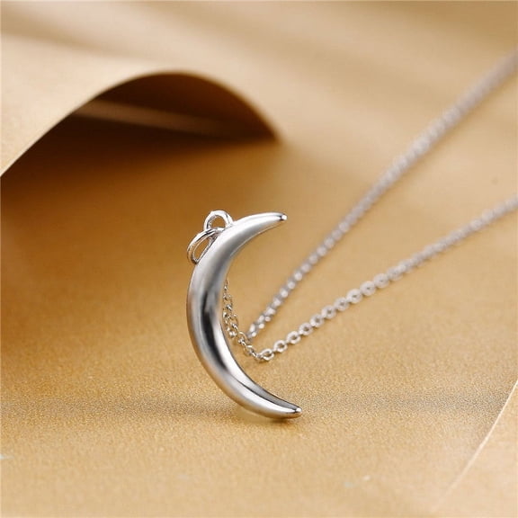 Crescent Moon Necklace | 925 Sterling Silver or 18K Gold Chain for Women 20" | RJ Designs