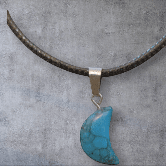 Crescent Moon Necklace (Blue)