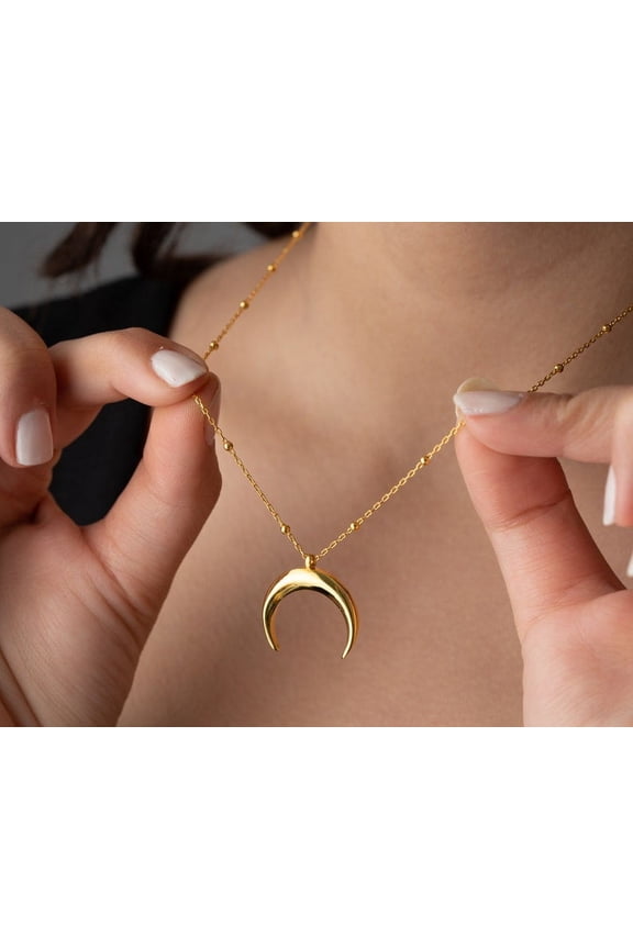 Crescent Moon Necklace, Moon Phase Necklace, Celestial Necklace, Sterling Silver Moon Pendant, Ball Chain Necklace, Dainty Mom Necklace