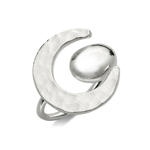 Crescent Moon Open Ring .925 Sterling Silver