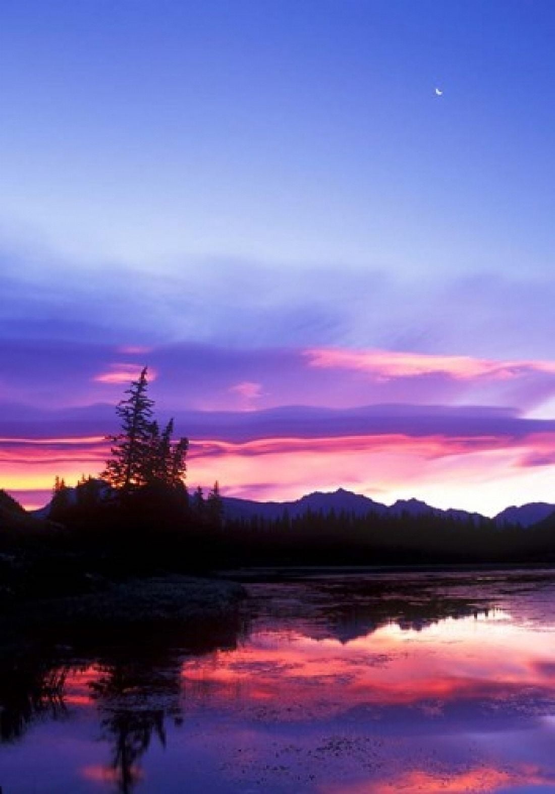 Crescent Moon Over Vermillion Lake in Banff National Park Alberta Canada Canvas Art - Rob Tilley DanitaDelimont (24 x 36)
