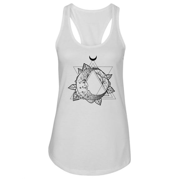 Crescent Moon Sacred Geometry. Tank Women -Image by Shutterstock, Female x-Large
