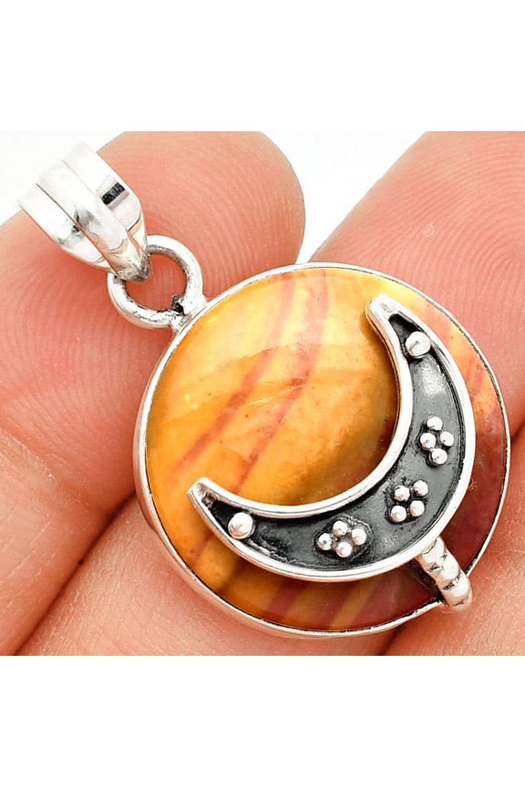 Crescent Moon - Snake Skin Jasper 925 Sterling Silver Pendant Jewelry P-1719 SDP150238