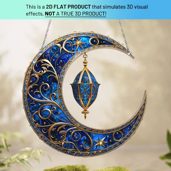 Crescent Moon Star Flat Pendants, Acrylic Door Wall Hanging Decorations, 2D Celestial Ornaments for Holiday Party Home