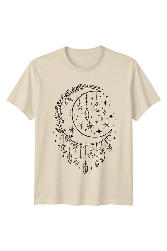 Crescent Moon Stars Crystals Celestial Magic T-Shirt