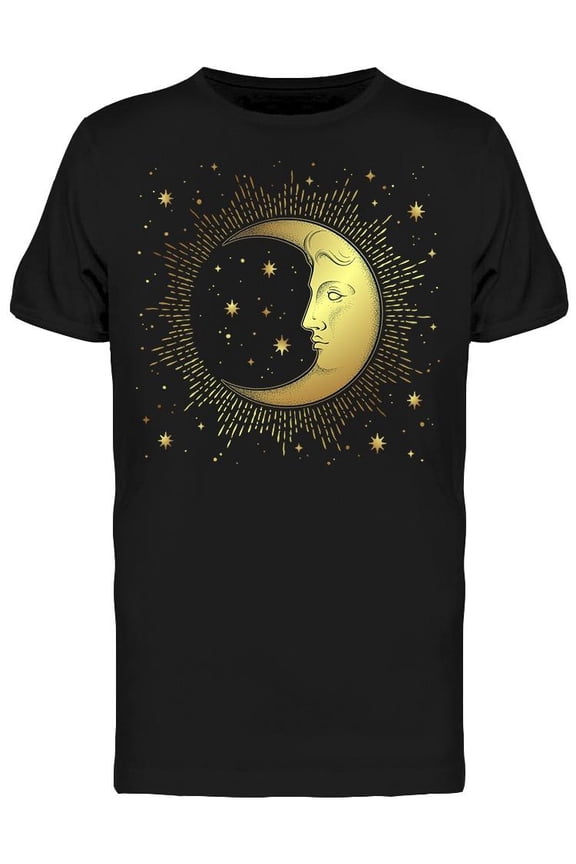 Crescent Moon Stars T-Shirt Men -Image by Shutterstock, Male XX-Large